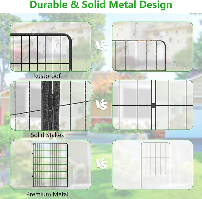 Decorative Metal Garden Fence Add-on Fence Panels, 40in(H) x 5.3Ft(L) No Dig Fence 2 Panels Fencing for Dogs Animal Barrier Fence Garden Fencing for Yard, Patio, Without Gate