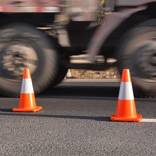 Overall Fluorescent Orange Red Integrated Traffic Cones, Road Cones for Parking Lot, Sport & Driving Training, Road Safety, Construction Events (18" Cone-8Pack)