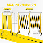 17FT Traffic Barricade with Casters, Metal Expandable Barricade, Folding Security Gate, Retractable Fence Outdoor Barricade Fence for Construction Area, Traffic Control