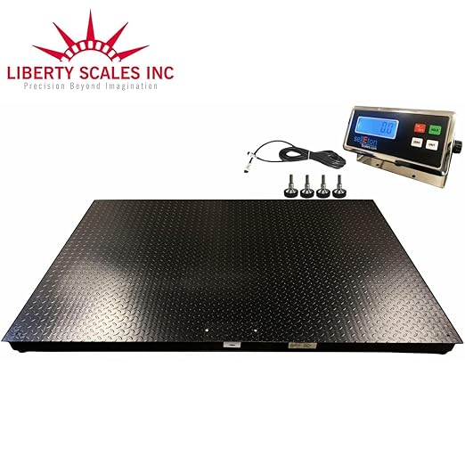 Liberty Scales Heavy Duty Industrial 60" x 60" Floor Scale with 2 Bumper Guards Accurate Digital Pallet 5’ x 5’ Scales for Warehouse or Shipping Weighing (10,000 lbs x 1 lb)