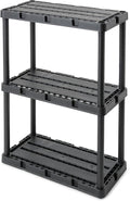Gracious Living 3 Shelf Knect-A-Shelf Solid Light Duty Storage Unit 12 x 24 x 33 Organizer for Home, Garage, Basement & Laundry, Black