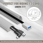 Cord Wall Cover, 236in Self-Adhesive Wire Covers for Cords on Wall, Extension Cable Hider for Floor, Mounted Tv, Home and Office Cavity 0.63" Wx0.31 H