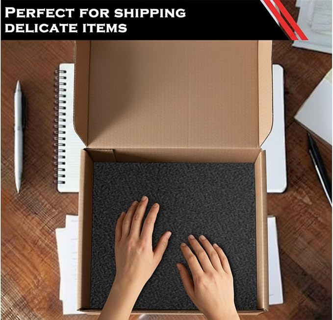 Frienda 16 Pcs Polyethylene Foam Sheet, 12 x 12 x 0.5 Inch Cuttable Packing Foam Pad Cushioning for Tool Box, Cases Craft Shipping Moving and Storage (Black)