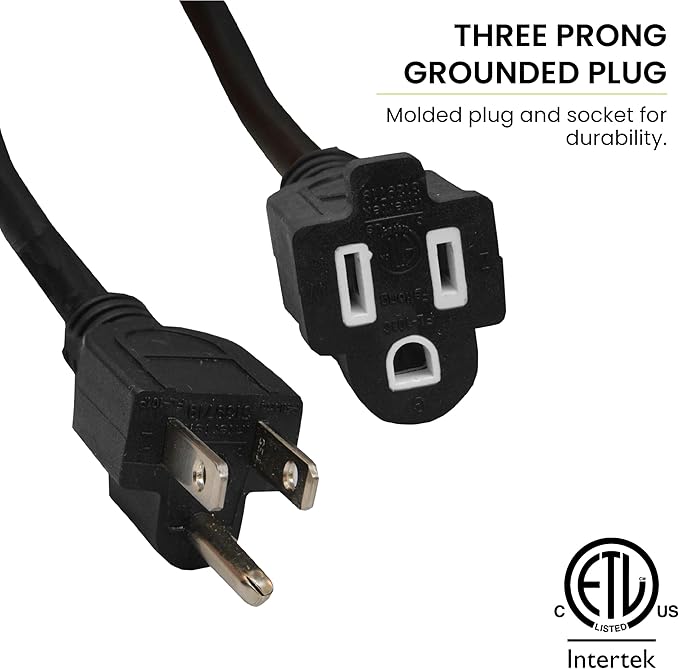Go Green Power Inc. (GG-13715BK) 16/3 SJTW Outdoor Extension Cord, Black, 15 ft