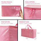 Moving Bags Heavy Duty Extra Large, Moving Boxes, Moving Supplies Essentials,Storage Bins with Lids, Plastic Packing Totes, Storage Bags for Clothes with Handles & Zippers(Pink, 6 Pack)