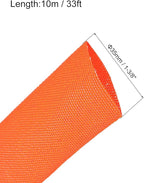 MECCANIXITY Braided Cable Sleeves Heat Shrinkable Fabric Sleeving, 1 3/8" 33ft Orange 2:1 Ratio Heat Shrinkable Cord Protector for Harness Cable, Network Cable Protection, Cable Management