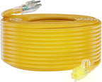 HUANCHAIN 12/3 25ft 2 Pack Heavy Duty Outdoor Extension Cord 25 ft Waterproof with Lighted end, Flexible Cold-Resistant 3 Prong Electric Cord Outside, 15Amp 1875W 12AWG SJTW, Yellow, ETL