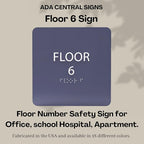 Grey w/Black ADA Floor 6 Sign with Braille – Made from Durable Acrylic and Ready to Mount