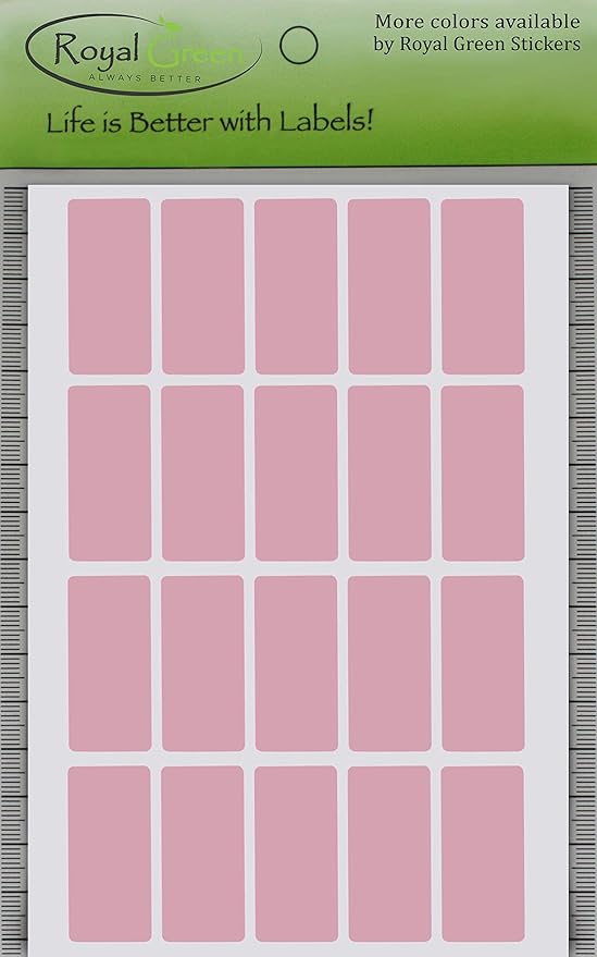 Royal Green Color Code Labels Rectangular 1.57 inch x 0.75 inch Pastel Pink Stickers Rectangular Labels (40mm x 19mm) - 1000 Pack