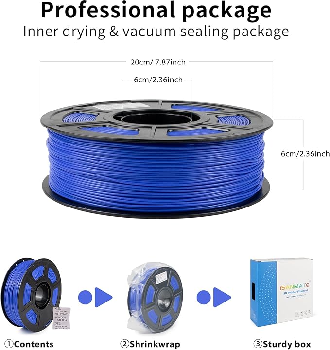 iSANMATE ASA Filament 1.75mm Blue 1KG, UV & Weather Resistant 3D Printer Filament Perfect for Outdoor Functional Parts, Dimensional Accuracy +/- 0.02mm, 1kg Spool (2.2lbs)