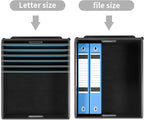 Huolewa Collapsible File Storage Organizer Boxes with Lids, Portable Large Linen Hanging Filing Storage Boxes, Decorative Home/Office Filling System for File and Folder Storage (Grey)-2 Pack