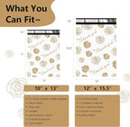Thank You Poly Mailers 10x13 Inch 100 Pcs - Gold Rose Printed Shipping Bags for Clothing - Waterproof and Tear Resistant Mailing Envelopes - Self-Sealing Packaging Bags for Small Business