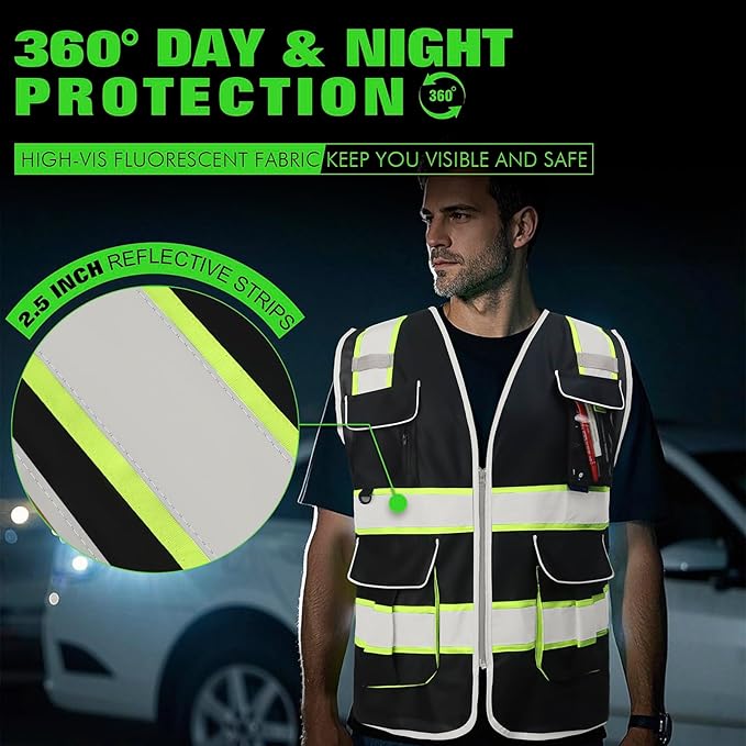 BeautyWill Custom Logo Safety Vest Class2 High Visibility Reflective Vest Breathable Construction Vest