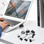 Binder Clips Assorted Sizes, 140 PCS Black Binder Paper Clips Office Clips Office Supplies Desk, 4 Sizes Cute Binder Clips Large Medium Binder Clip Small Paper Clips Medium Paper Clamps (Black)