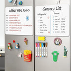 4 PACK Magnetic Dry Erase Board Sheet for Fridge, 12"x8" Erasable Refrigerator WhiteBoard w/ 6 Markers & 1 Eraser- Smooth and Flexible Small Magnet Blank Notepad for Home Kitchen Organizer and Planner