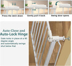 38-43 Inch Wide Baby Gate for Stairs Indoor Safety Gate for Toddlers Kids Pressure Mounted Dog Gates for The House Doorways Pet Gate Walk Through Metal Gates(White, 38.58"-43.31"/98-110CM)
