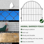 Decorative Metal Garden Fence 6 Panels, 25in (H) x 12.2ft (L) No Dig Outdoor Dog Fence Panels, Easy Install Temporary Fencing for Yard, Rustproof Wire Garden Border