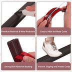 Floor Cord Cover Self Adhesive Cord Hider Floor Extension Cord Covers for Floor Power Cord Protector Cable Management Prevent Cable Trips Cable Cavity 0.32" W x 0.32" H (Dark Walnut, 10Ft)