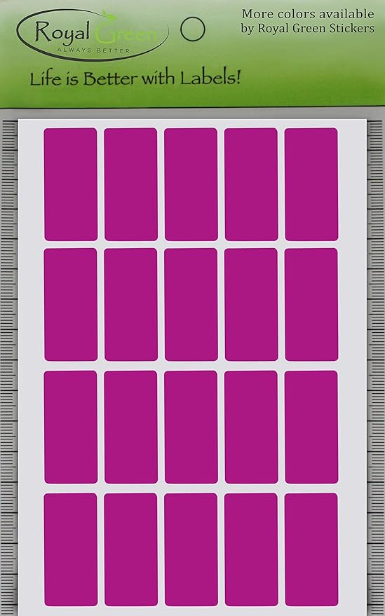 Royal Green Purple Rectangle Stickers 1.57 inch x 0.75 inch - Color Coding Labels Rectangular (40mm x 19mm) 300 Pack