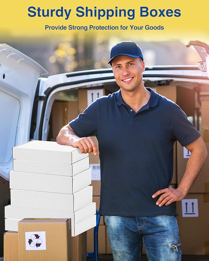 Shipping-Boxes-12x9x3 Inches: 22 Pack-Cardboard-Boxes-for-Packaging, White-Shipping-Boxes-for-Packing-Small-Business, Corrugated Box Mailers for Book Shoes Gift Mailing