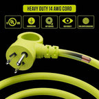 Masterplug 40ft Case Cord Reel, Retractable Extension Lead with Winding Handle, Safety Overload Circuit Breaker and Power Switch, 4X Grounded Outlets, 13amps, 14AWG Cable