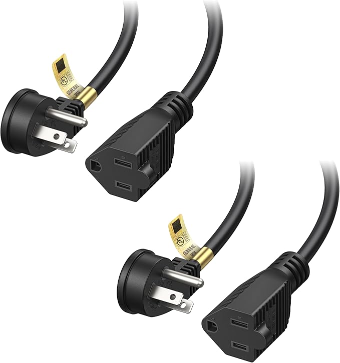 Cable Matters 2-Pack Low Profile Flat Plug Extension Cord (Power Extension Cable) 6 Feet (NEMA 5-15P to NEMA 5-15R)