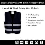 Black Safety Vests 20 Pack - Reflective High Visibility Construction ANSI Class 2 Work Vests for Men,Woman,Hi Vis Mesh and Neon Silver Strip