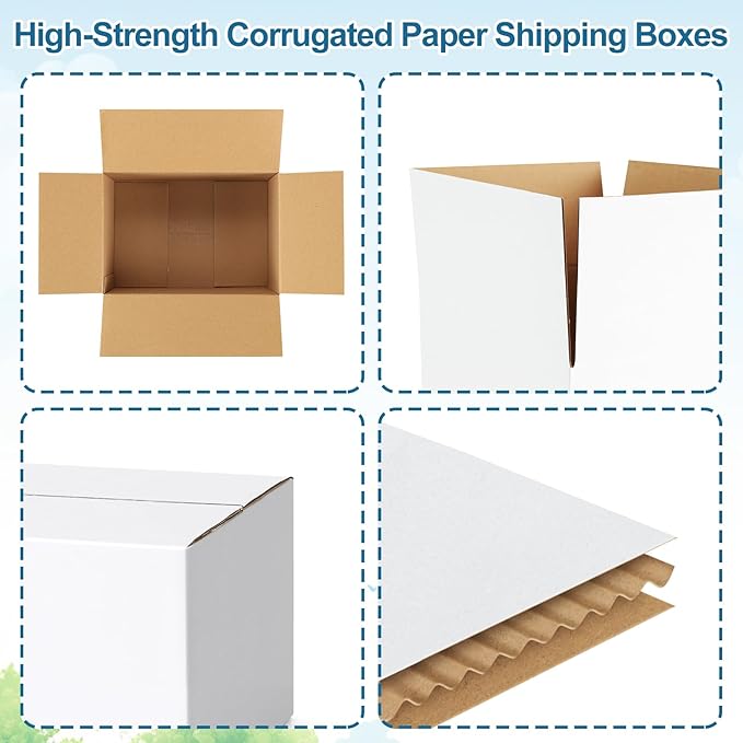 Famagic 10 Pack 6x4x4 Inch Small Shipping Boxes White Corrugated Cardboard Boxes Mailer for Small Business, Mailing Boxes for Packaging Bulk