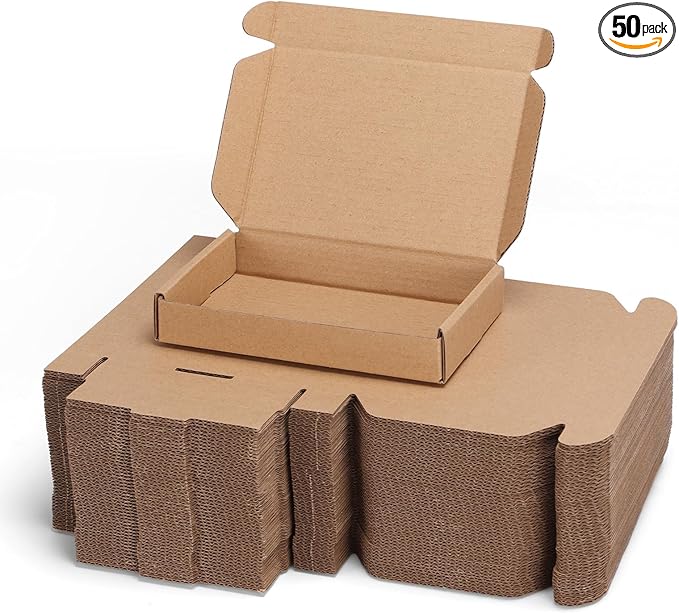 PHAREGE 6x4x1 inch Shipping Boxes Bulk 50 Pack Brown, Tab Lock Tuck Top Mailer Boxes for Packaging Small Business, Small Cardboard Gift Boxes for Wrapping Mailing Present