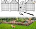 Tall Garden Fence with Gate, 40 Inch(H) 4 Panels Dog Fence Outdoor for Yard, Total Length 8.8 Ft Metal Decorative Fences│Patented