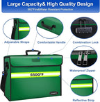 File Organizer Bag with Removable Folder Layers/Wallet,6500°F Fireproof Document Organizer with Lock&Reflective Strip,Portable Home Travel Safe Storage Box for Important Documents(14.1x9.5x4.2 inches)