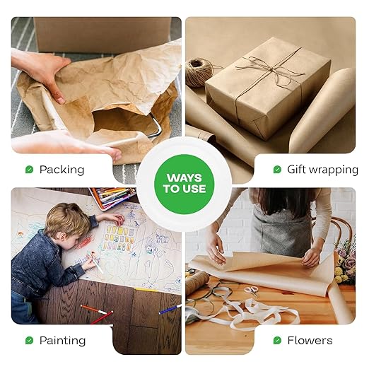 IDL Packaging Large Brown Kraft Paper Roll 24" x 1200 feet (14400 inches) Natural Kraft Wrapping Paper for Packing - Perfect Kraft Paper for Void Filling - Kraft Paper for Kids Art Projects