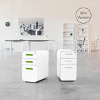 Laura Davidson Furniture Stockpile Slim 3-Drawer Mobile File Cabinet with Lock - Under Desk Metal Filing Cabinet, Legal/Letter File Folders, Wheels and Stationary Feet, Pre-Assembled, All Black