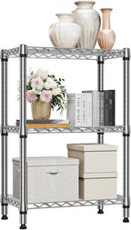 750 lbs 3 Tier Shelf Metal Storage Shelves Shelving Wire Rack Heavy Duty Closet Organizers for Garage Kitchen Bathroom Laundry Chrome 13.8" D x 23.6" W x 35.5" H