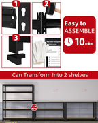 PrimeZone 36" x 16" x 72" Heavy Duty Storage Shelves - 5 Tier Adjustable Garage Storage Shelving, Metal Storage Utility Rack Shelf Unit for Warehouse Pantry Closet Kitchen, Black