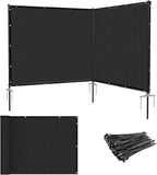Patio 6' x 12' Outdoor Privacy Screen Freestanding Temporary Fence Panels Net Cover with Metal Poles for Outside Backyard Pool Garden Air Conditioner Fencing, Black