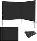 Patio 6' x 10' Outdoor Privacy Screen Freestanding Temporary Fence Panels Net Cover with Metal Poles for Outside Backyard Pool Garden Air Conditioner Fencing, Black