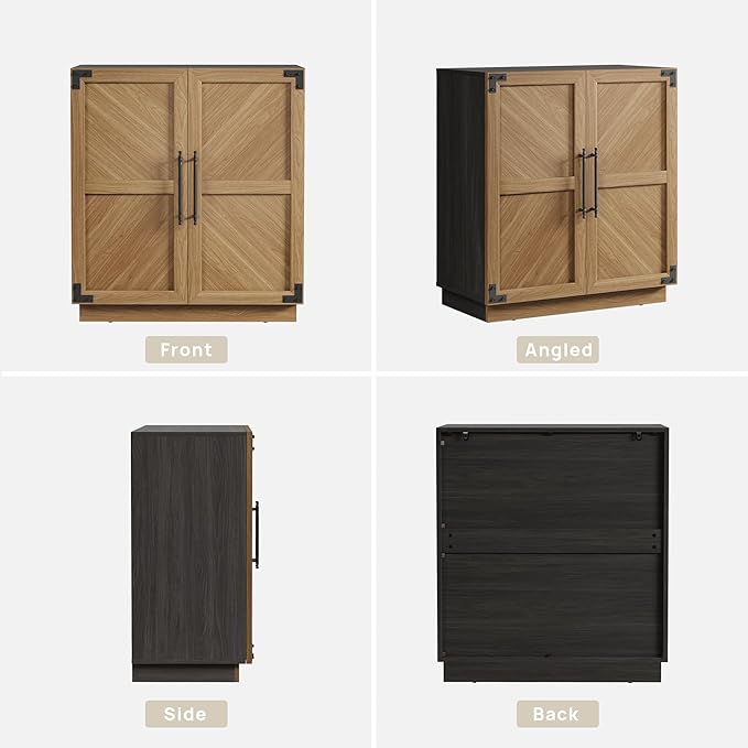SICOTAS Sideboard Buffet Cabinet with Storage - Modern Farmhouse Credenza with Doors and Adjustable Shelves Fluted Kitchen Buffet Storage Cabinet Coffee Bar Cabinets