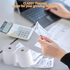 CLASSY Thermal Paper 3 1/8 x 230ft, 5 Rolls Receipt Paper for Cash Registers Printer, ATM Machine,Compatible with Wide Range of POS Systems for Small Business