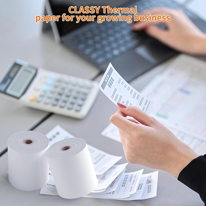 CLASSY Thermal Paper 3 1/8 x 230ft, 50 Rolls Receipt Paper for Cash Registers Printer, ATM Machine,Compatible with Wide Range of POS Systems for Small Business