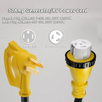 50 Amp Generator Cord, 25FT 50 Amp RV Extension Cord with Twist Lock, Generator Cable 50A 4 Prong Yellow, NEMA 14-50P/SS2-50R Heavy Duty STW Wire for RV Camper & House
