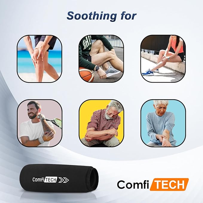 ComfiTECH Elbow Ice Pack Wrap, Multi-Use Ice Pack for Elbow, Arm, Knee and Calf, Flexible Ice Sleeve for Tennis Elbows, Golfers Arm, Muscle Relaxation, Large, 2 Pack