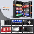 XDeer 71-Key Safe Wall Mount with Advanced Anti-Theft & LED Light, Key Cabinet with Combo & Key Lock for Hotels, Offices & Car Dealerships