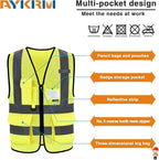 A-SAFETY High Visibility Mesh Safety Reflective Vest with Pockets and Zipper,Hi Vis Viz Reflective Safety Vest(Yellow Mesh M)