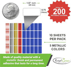 Small Label Stickers Rectangular Tags 1.57 inch x 0.75 inch in 5 Metallic Colors (40mm x 19mm) - 200 Pack by Royal Green