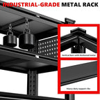 SILVEL 48.2"W Garage Shelving, 5000LBS Heavy Duty Metal Shelving, 2025 Solid Storage Shelves, 2 Side Pegboards, Industrial 5 Tier Shelves for Basement Pantry Warehouse Supermarket, 72.2" x24.2" x48.2"
