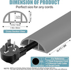 Floor Cord Cover Self Adhesive Cord Hider,10FT Cable Management, Extension Strip Protector for Wires, Prevent Cable Trips for Offices, Gyms, Exhibitions Cavity:0.39"(W) x 0.27"(H) Gray