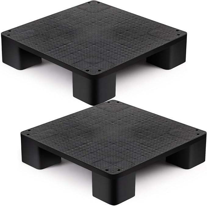 1 Pcs Plastic Pallet for Basement Storage Easy Stack Lightweight Floor Pallet Display Flooring Room Supermarket Christmas, Support up to 2000 Lbs (20'' L X 20'' W X 4.7'' H,Black)