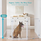 No Pawblems Free Standing Dog Gate, 36'' Tall Foldable Dog Fence for Indoor & Outdoor, Up to 52 Inch Extra Wide Puppy Gate for Stairs, Hallways, Doorways, Deck, Yard (White, 2 Panels)