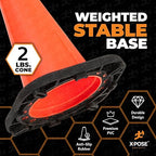 Xpose Safety 12 Inch Orange Traffic Cones, 1-Pack - Multipurpose PVC Plastic Safety Cone for Parking, Soccer, Caution, Kids and Construction - DOT Approved